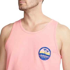 chubbies Men’s Graphic Tank Top Muscle Logo Tropical Beach Preppy Medium Coral