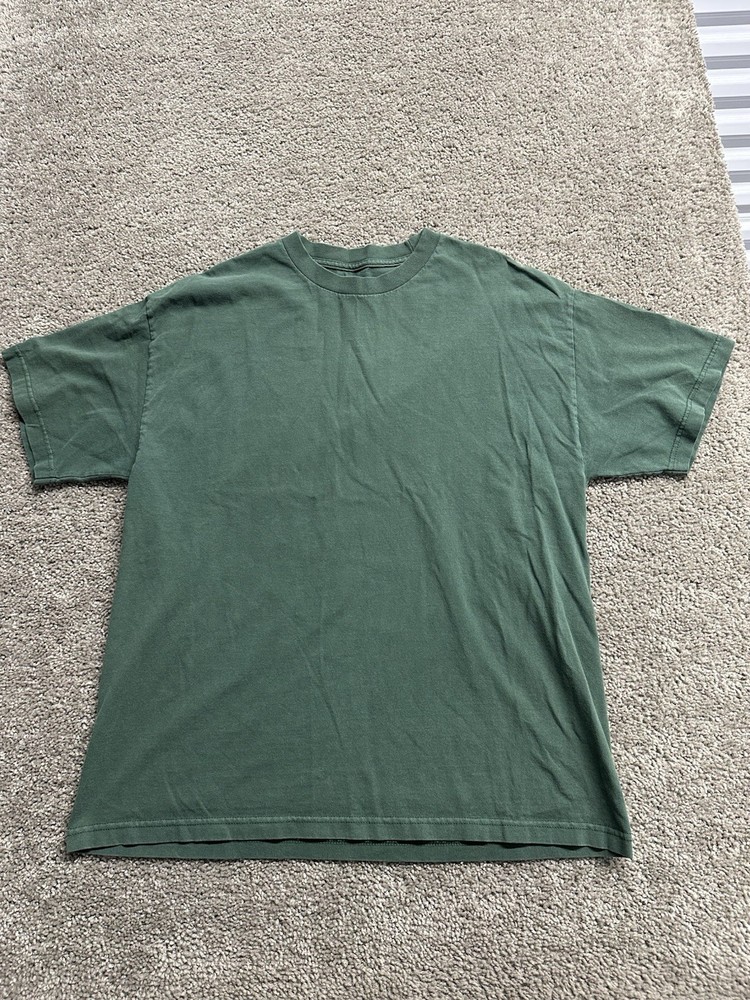 VINTAGE 90s Y2K Blank AAA T-Shirt Green Crewneck Classic Cotton Mens X-Large XL