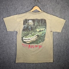 Vintage Budweiser Shirt Mens Large Green 90s Alligator Frog Quote Beer Alcohol
