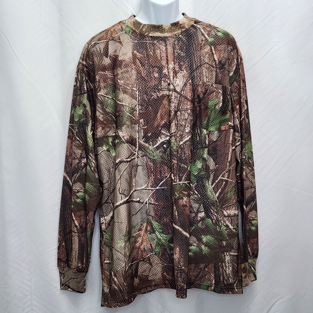 Redhead Realtree APG Camo T Shirt Mens XL Brown Long Sleeve Hunting Outdoor N01D