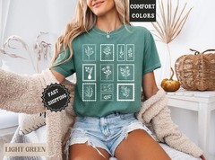 Comfort Tee Whimsical Flower Postage Stamp Shirt Comfort