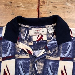 Vintage Cotton Mill Shirt T-Shirt M Mens 00s Cream Retro Sailing Graphic Pattern
