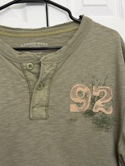 Canyon River Blues Vintage Men’s XL Olive Green Henley Shirt Cotton Tee