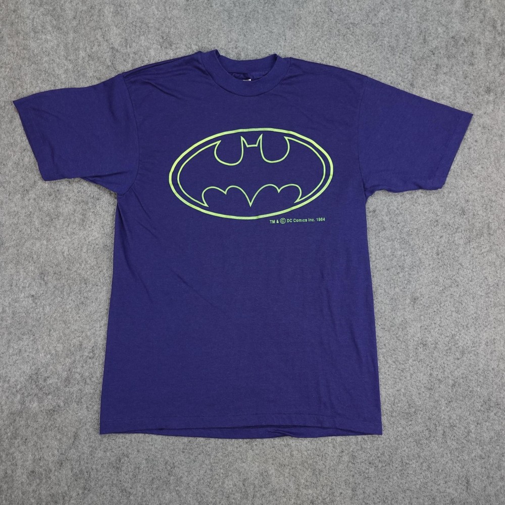 Vintage Batman Shirt Mens Large Blue Green Logo DC Comics Tee Forever Movie 90s