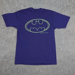 Vintage Batman Shirt Mens Large Blue Green Logo DC Comics Tee Forever Movie 90s