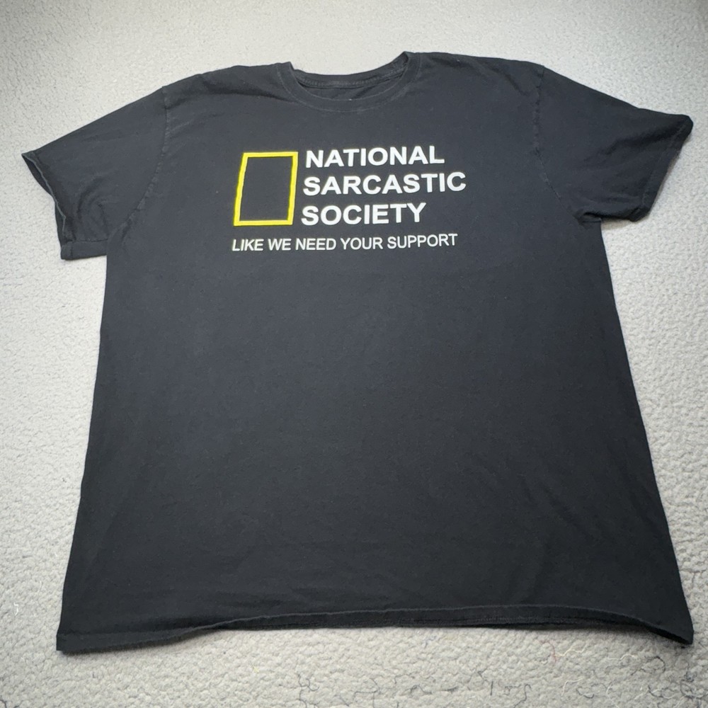 Tee Luv National Sarcastic Society Shirt Mens 2XL Black Funny Graphic Tee Joke