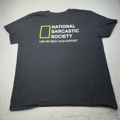Tee Luv National Sarcastic Society Shirt Mens 2XL Black Funny Graphic Tee Joke