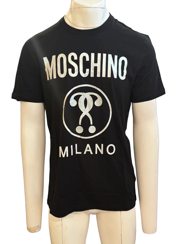 Moschino Milano Black Logo Front T-Shirt – 100% Organic Cotton – New