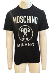 Moschino Milano Black Logo Front T-Shirt – 100% Organic Cotton – New