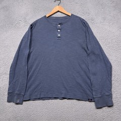 Faherty Henley Shirt Mens XL Blue Long Sleeve Outdoor Preppy Beach Cotton