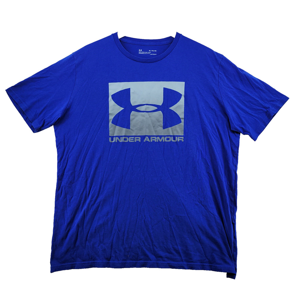 Under Armour Heatgear Loose Fit Men’s Size XL Solid Blue Logo Crew-Neck T-Shirt