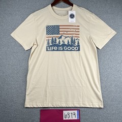 Life Is Good T Shirt M American Flag Mountain Graphic Print Stretch New NWT