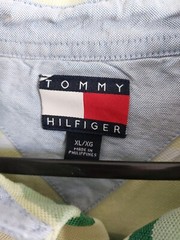 TOMMY HILFIGER XL XL XG YELLOW/GREEN/WHITE POLO SHIRT GOOD USED CONDITION