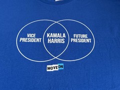 Bayside Unisex XL Kamala Harris T-Shirt Preshrunk Cotton Blue Move On President
