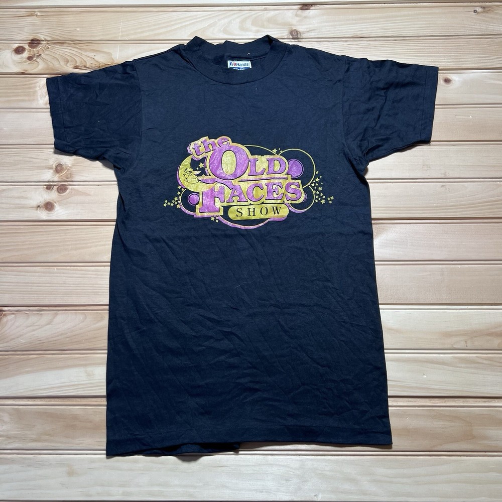 Vintage 80s 90s The Old Faces Show Tv Promo Art Moon Shirt Size Small