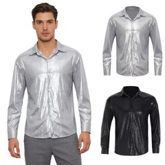 Mens Blouse Parties Top Street Wear Shirt Party Turn-down Collar Weddings Work
