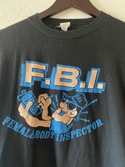Vintage Rare 70s FBI Female Body Inspector Large Black T Shirt