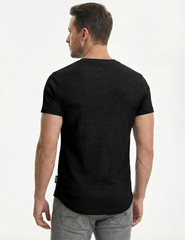 Men’S Muscle Slim Henley Shirts Crewneck Longline T-Shirt Gym Workout Athletic S