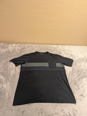 TravisMathew Shirt Mens Large Gray Blue Striped Pocket Tee Casual Golf Crewneck