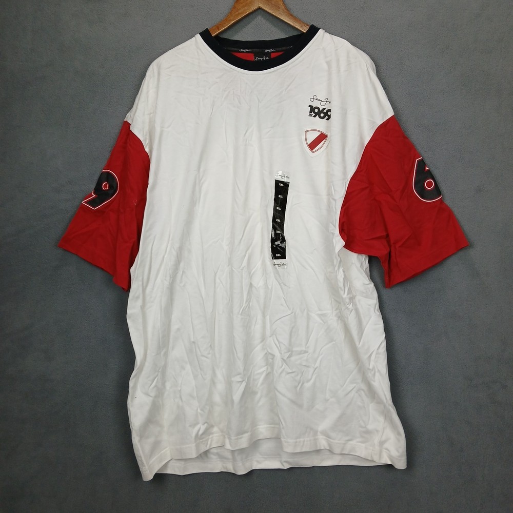 Sean John T Shirt Mens 2XL White Cotton Graphic Print 1969 Crew Neck Comfort