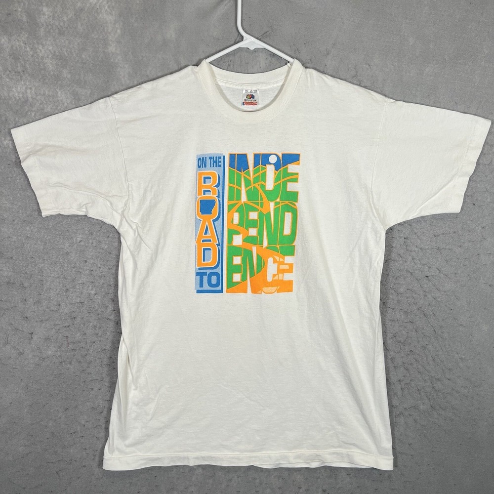 A1 Vintage 90s On The Road To Independence T Shirt Adult XL White USA Made Mens