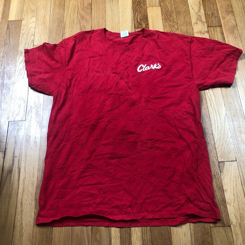 Clark Shirt Adult Large Short Sleeve Red Top Cotton Mens