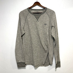 American Eagle Men’s Gray Thermal Classic Fit Long Sleeve Casual Shirt Top Large