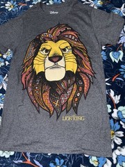 Disney The Lion King Mens T-Shirt Size Small Gray Mufasa Tribal Print