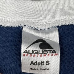 Vtg Augusta Sportswear Navy Blue Ringer V-Neck T Shirt Darien Rotary Club 90s