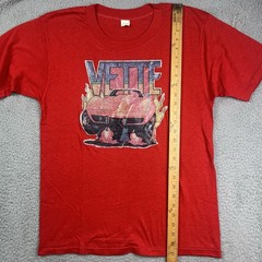Vintage Corvette Racing Flames Vette Sport Car Red T Shirt Size Large