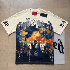 NEW 2026 Godspeed Skeleton Leader Pattern printing Tee Washed Mens T-shirt