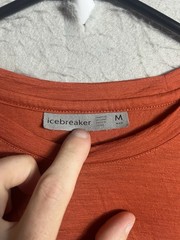 Icebreaker Merino Shirt Medium M Orange Crew Wool Nylon Outdoor Hiking Mens