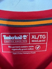 Timberland Mens Red Crew Neck Regular Fit Kennebec River Tree Logo T-Shirt Sz XL