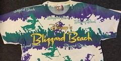 Vtg 90s Disney Blizzard Beach Faded Distress AOP Shirt L Surf Vaporwave Grunge