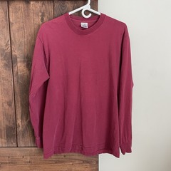 Vintage BVD Long Sleeve Blank Red T Shirt Size Large Classic Made In USA 90s