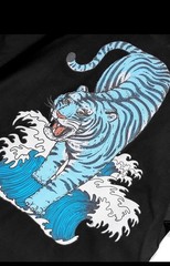Niepce Men’s Blue Tiger Ocean Graphic Tee Japanese Streetwear T-Shirt Black Blue