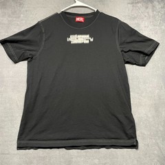 Diesel T Shirt Mens Black Spellout Graphic Cotton Side Slit Hemline Streetwear