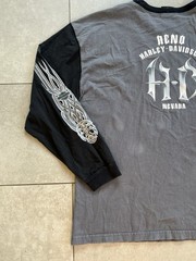 Vintage Harley Davison Two Tone Tribal Motorcycle Biker Long Sleeve Tee Shirt XL