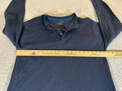 LL Bean Shirt Mens Large Blue Long Sleeve Henley Wool Blend Base Layer Outdoor