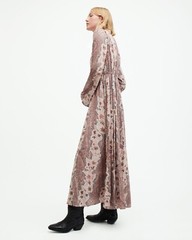 All Saints Womens Paisley Maxi Dress Cascade Long Sleeve / Sleeveless Viscose