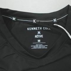 Kenneth Cole Men’s Tech SS Shirt Cool Mesh Curved Hem Stretch Wicking Soft Black