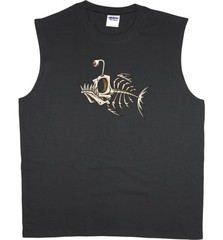 Men’s sleeveless shirt fish bones fishing design workout muscle tee tank top
