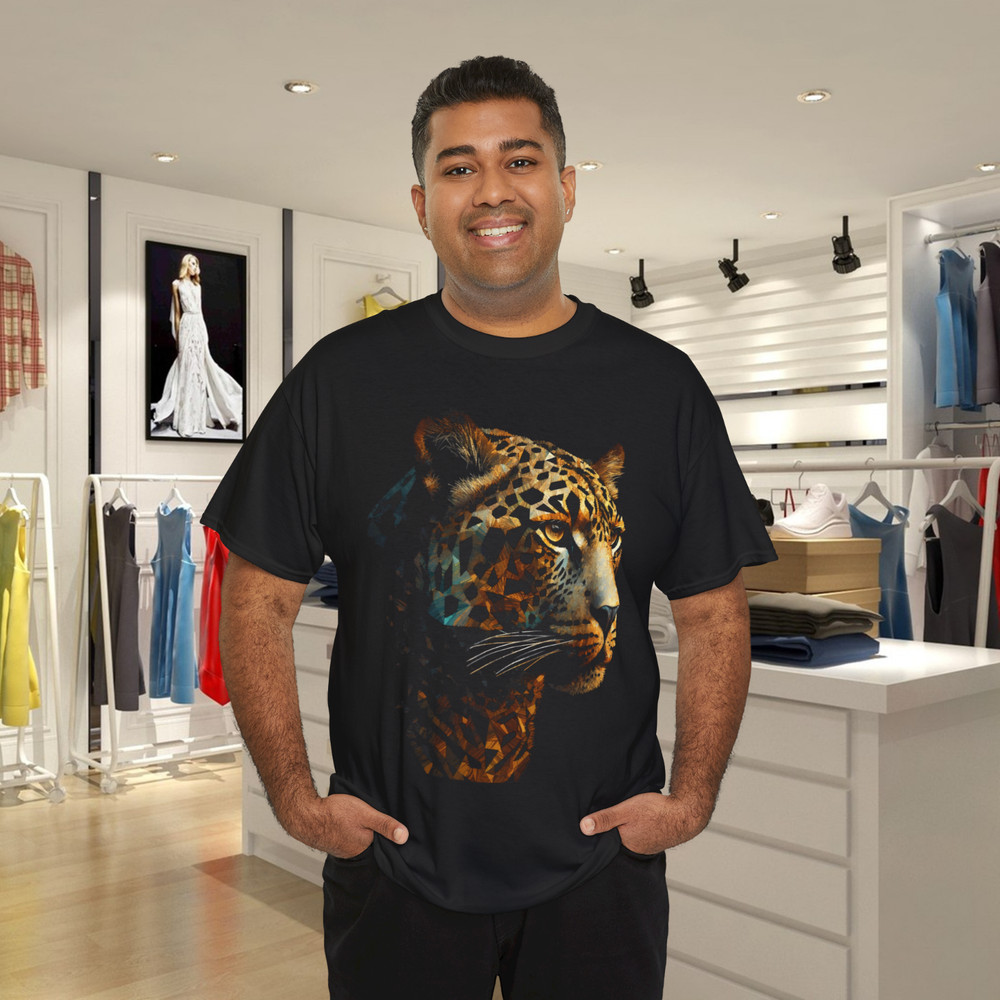 Geometric Leopard Graphic T-Shirt Abstract Wild Animal Art Tee