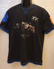 TT Isle of Man 2011 Centenary Motorcycle Race Graphic T-Shirt Black Blue Men’s L
