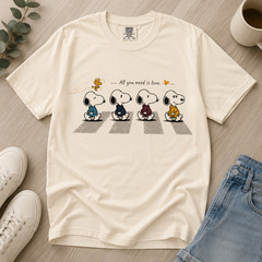 Comfort Colors Cute Dog Walking Shirt, All You Need Is Love Tee, Vintage Cartoon