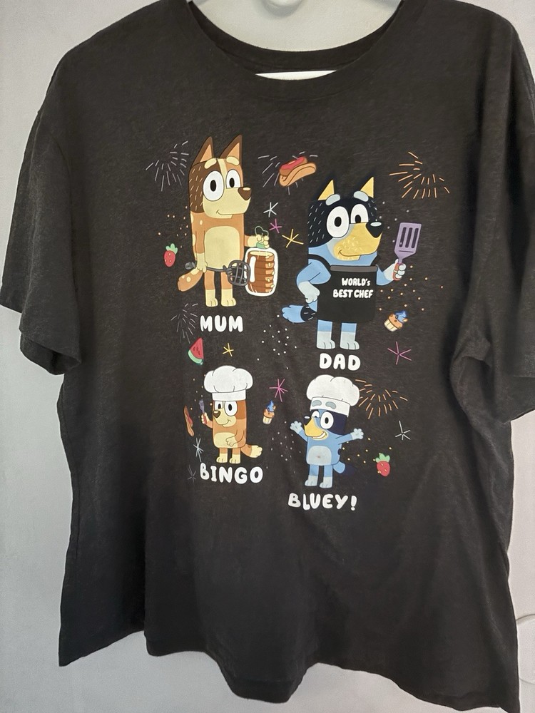 Bluey Licensed Best Chef Graphic Fun T Shirt Mum Dad Bingo Bluey XL 52 X 27
