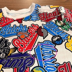 NBA T-Shirt Mens Large Pre-Owned All Over Print Multi Color Basketball Team Logo