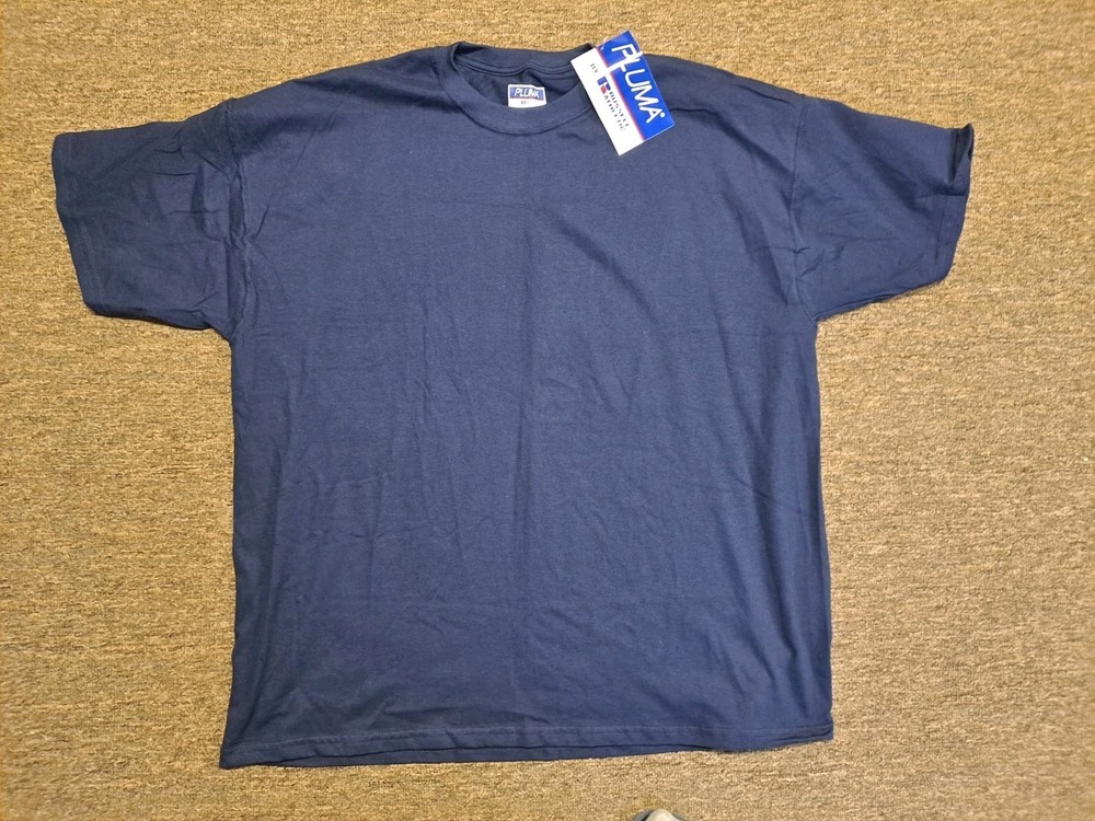 Vintage 90s Russell Athletic Pluma T-Shirt 2XL Navy Blue Deadstock NWT