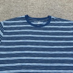 Lucky Brand Shirt Mens Medium Blue Stripe Tee Tagless Cotton Jersey Sample