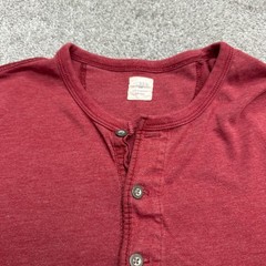 J.Crew Marled Cotton Henley Shirt Mens Small Red Long Sleeve Stretch Casual Top